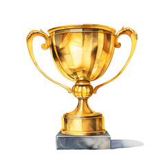 Fototapeta na wymiar Watercolor gold trophy cup isolated on white background