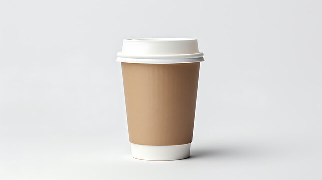 Paper cup of coffee on white background. Generative Ai