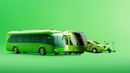 Different types of ecological green transport - concept of sustainable city. AI generated