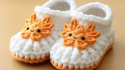 Very cute yarn slippers for baby UHD wallpaper