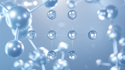 hexachloroethane molecular structure 3d, flat model, perchloroethane, structural chemical formula view from a microscope