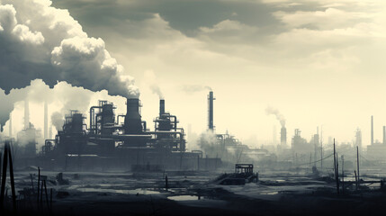Polluted air with an industrial silhouette.