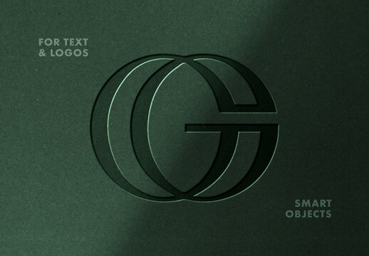 Green Debossed Logo Mockup
