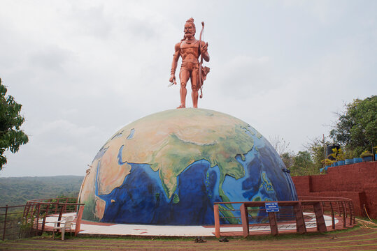 21 Ft. tall statue of Lord Parashuram which is standing on half earth, Earth is hollow from inside which can use for meditation, Burondi village, near Dapoli, Ratnagiri, Kokan, Maharashtra, India.