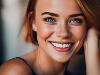 Portrait of a girl's face with a smile