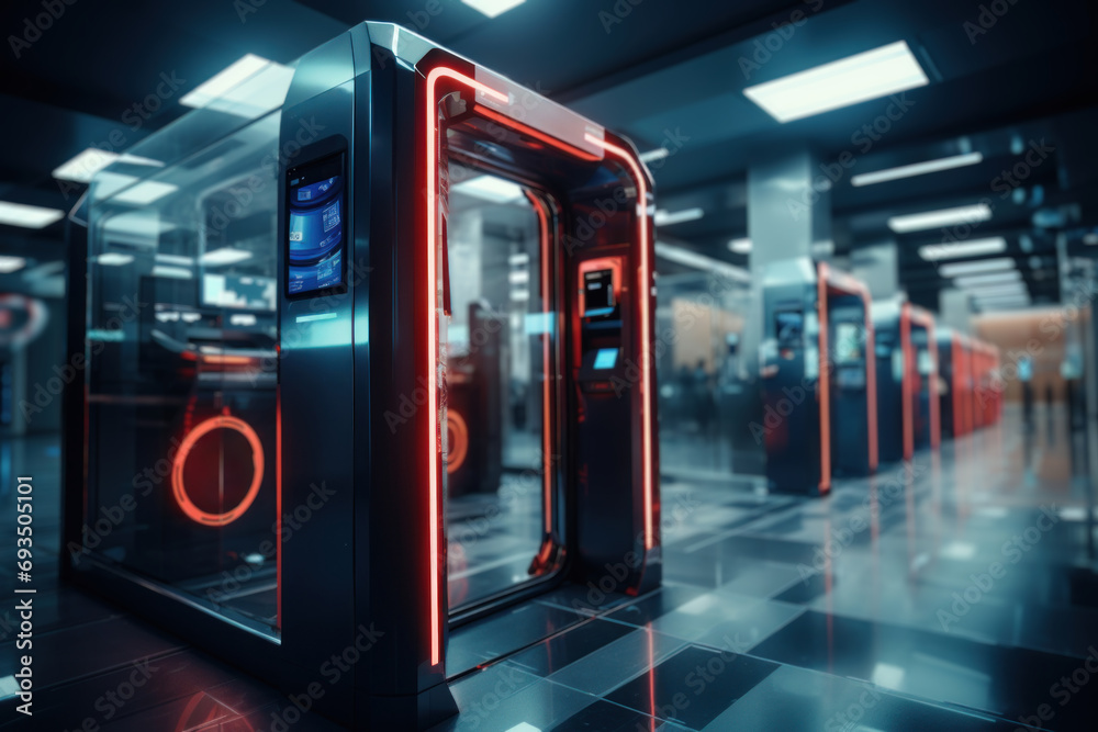Poster a high-tech security and access control system, emphasizing the importance of data security and prot