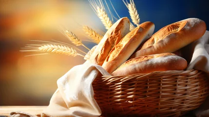 Foto op Plexiglas fragrant bread, bakery products, Bakery food concept, delicious bread, Homemade bread, Carved, crusty bread baking © elina