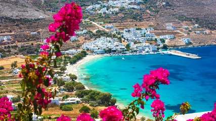 Gordijnen Best beaches of Greece in Cyclades. Stunning Greek beaches in Amorgos island, scenic Aegialis bay with turquoise sea © Freesurf