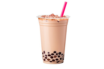 red bean milk Tea on a white background isolated PNG - obrazy, fototapety, plakaty