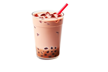 red bean milk Tea on a white background isolated PNG