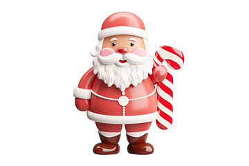 a christmas themed santa claus paper craft with a candy cane is shown, isolated on white background PNG