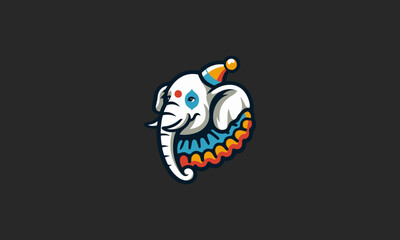 head elephant clown vector mascot design