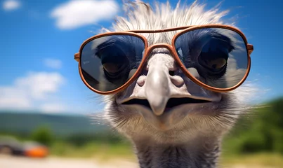 Foto op Plexiglas Happy ostrich wearing sunglass for a commercial advertisement image © DA