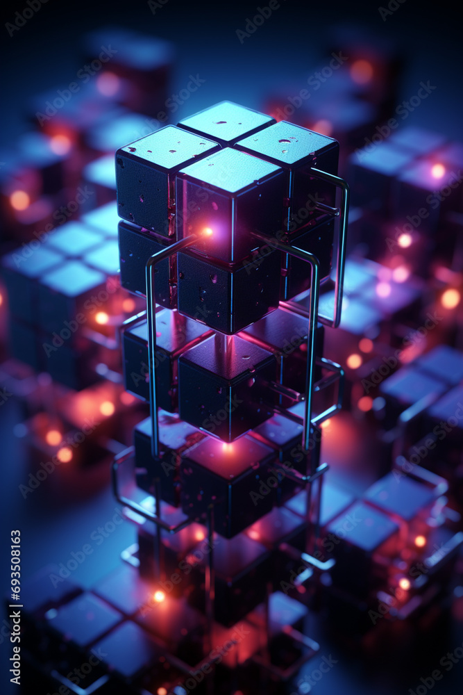 Poster clean, minimalist rendering of a blockchain data block.
