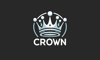 crown logo design vector illustration flat - obrazy, fototapety, plakaty