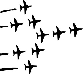 Vector silhouette of Airplane on white background
