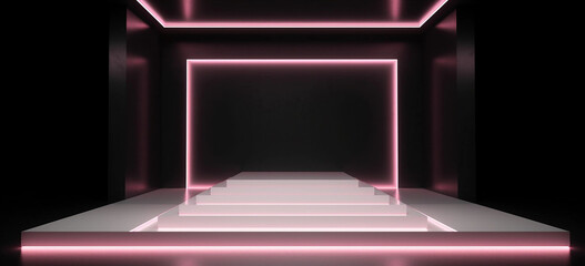 Soft Pink Fluorescent Staircase Mockup