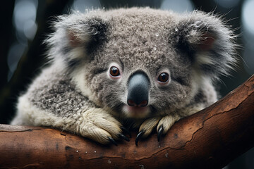 Obraz premium A simple and heartwarming depiction of a koala in a hugging pose, emphasizing connection and minimalism.