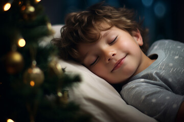 AI generated picture image of cute sweet child sleeping new year magic night