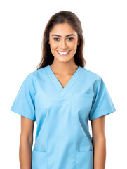 Young female medical nurse in transparent background
