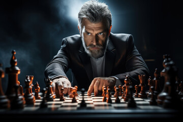 A chess player making a strategic move, depicting the calculated and decisive nature of catalysts in shaping the course of a game. Generative Ai.
