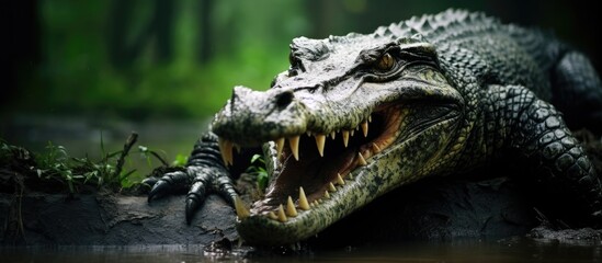 An enraged crocodile at the Saigon zoo.