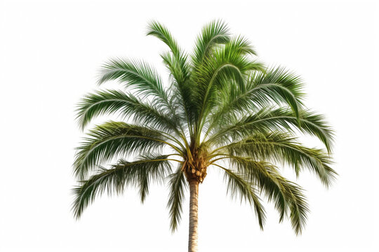 palm trees, one upper part, isolated on  white background