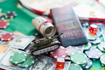 inscription your bet wins on a smartphone on the poker table. Bets, sports betting, bookmaker. Mixed media.