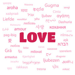 Vector set of word love in all languages for Happy Valentine's Day all over the world. Love word cloud