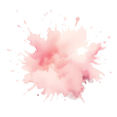 Red and pink watercolor splash splatter stain brush stroke spray with wet effect on white background. Modern salmon pink color aquarelle spot. Trendy isolated design on white. Vector watercolor - obrazy, fototapety, plakaty