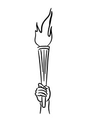 A torch with a flame in the athlete’s hand. Olympic games symbol vector illustration.
