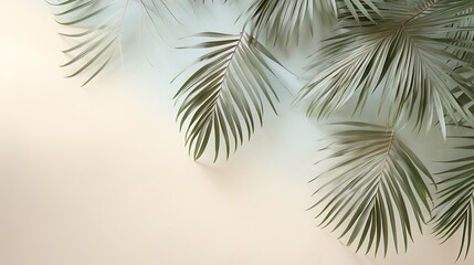 Tropical palm leaves on beige background. 3D render