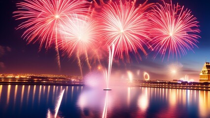 Fototapeta premium cinematic new years fireworks wallpaper