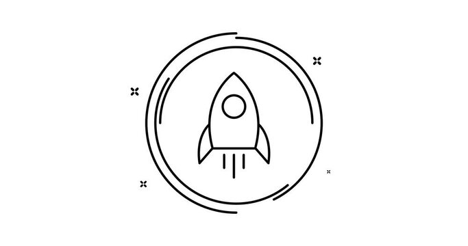 space rocket animated outline icon with alpha channel. space rocket rotation appearance 4k video animation for web, mobile and ui design