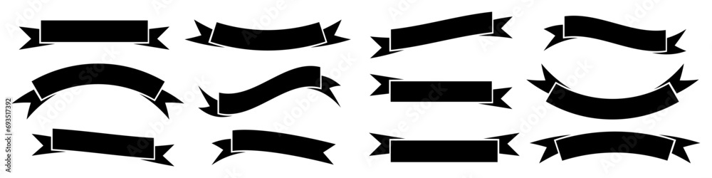 Poster set of ribbon banners. set of simple vector ribbons in black on an isolated background. vector eps 1
