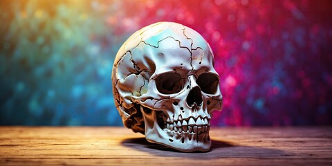 Human Skull Amidst Colors