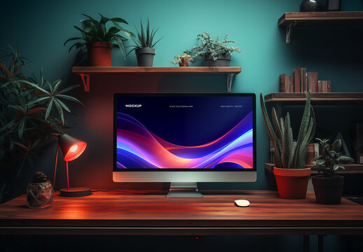 Desktop Computer Mockup Generated With AI