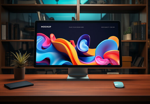 Desktop Computer Mockup Generated with AI