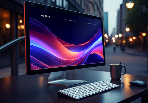 Desktop Computer Mockup Generated with AI