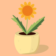 Flower in a pot. Cute house plant icon in a pot.