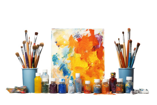 Canvas Crafting Paintbrush Ensemble isolated on transparent background