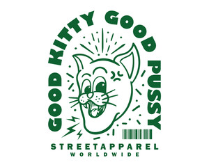 Cat vector illustration With slogan artwork, retro and trendy graphic design for fashion wear, street wear, clothing line, apparel and urban style t shirt design, hoodies, etc.
