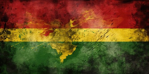 A red, green and yellow flag with a grungy texture royalty stock photo, in the style of afro-caribbean influence, smokey background