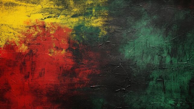 Black history month, canvas grunge texture, red yellow green paint color, celebration background, Bright color, ultra realistic 