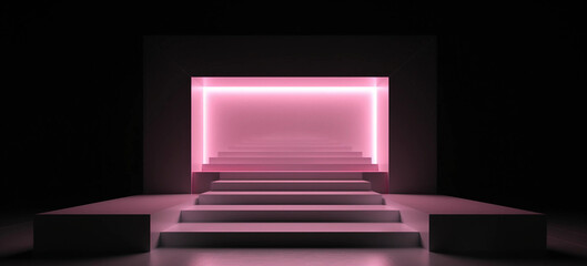 Soft Pink Fluorescent Staircase Mockup