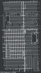 Detailed hand drawn navigational urban street roads map of the WEST ENGLEWOOD COMMUNITY AREA of the American city of CHICAGO, ILLINOIS with vivid road lines and name tag on solid background