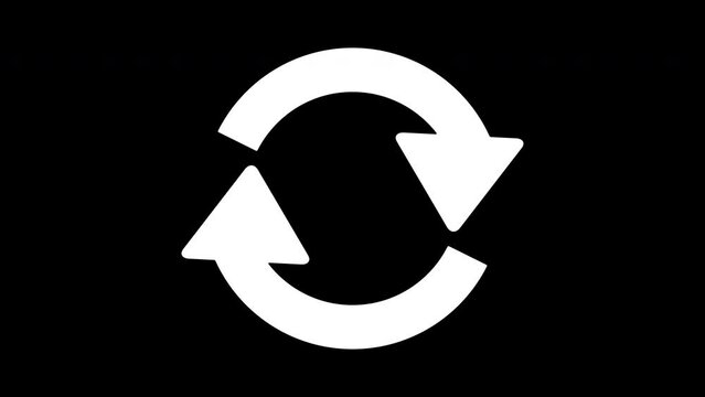 Two arrows cycle recycle, isolated on transparent background with alpha channel.  Animation of seamless loop.