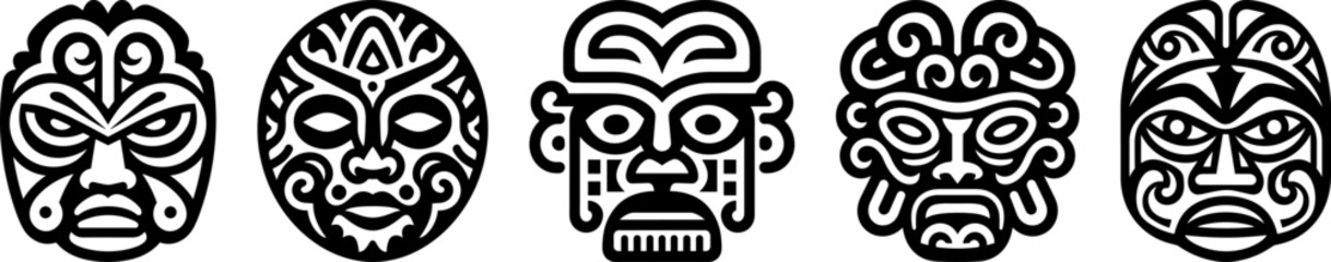 ancient tribal masks traditional logo vector - obrazy, fototapety, plakaty