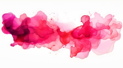 Hot Pink Watercolor Blobs on White Background. Artistic Presentation Background