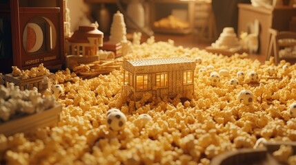 an attractive illustration of a popcorn advertisement with animated images and expressions